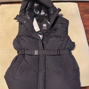 Authentic Rayla Vest  Black Quilted Sleeveless Belted Puffer Vest with Hood